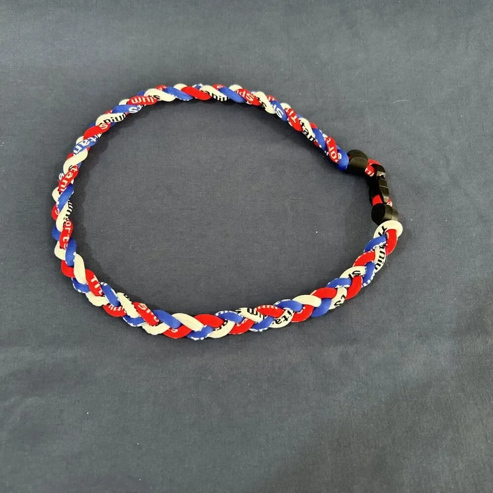 NEW! Red White And Blue 3 Rope 20 Inch Titanium Sports Baseball Necklace